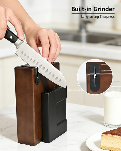 13 Piece Knife Set，Kitchen Knife Block Set，White stainless steel knife set with sharpener for Chopping, Slicing, Dicing & Cutting，Dishwasher safe