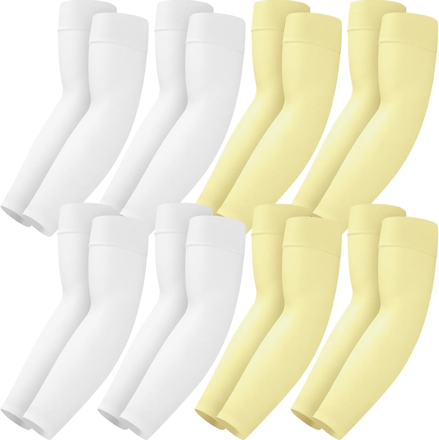 Mochabao 8 Pairs Soft Arm Sleeves, UV Sun Protection Cooling Compression Arm Covers for Outdoor Work, Sports, Men & Women