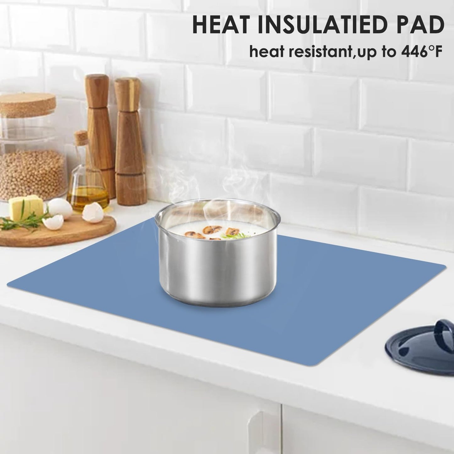Extra Large Dark Green Countertop Mat - Silicone Table Kitchen Desk Mat - Non-Slip & Heat Resistant - Dinner Placemat Pastry Dough Rolling Mat - Colors A