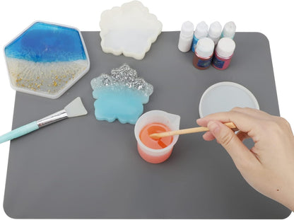 Gartful 2 Pack Silicone Crafting Mats, 15.7" x 11.8" Silicone Mat for Crafts, Large Heat Resistant Sheet for Jewelry Casting, Epoxy Resin, Painting, Counter Table Protector, Placemat, Nonstick, Black
