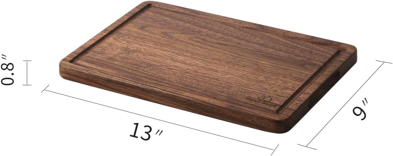 Muso Wood Small Cutting Board with Handle, Walnut Wooden Chopping Boards for Bread, Vegetables & Fruits, Dinner Cheese Board with Hole(15.2x7.3 Inches)