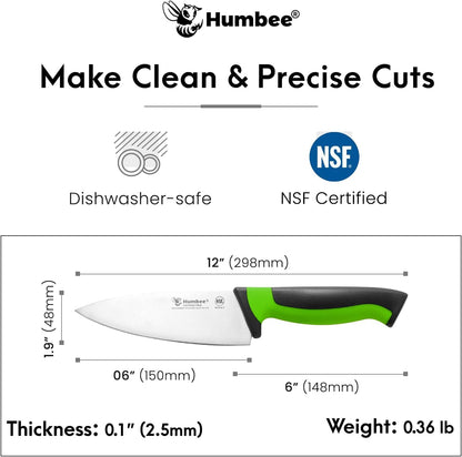 7.5-Inch Nakiri Knife, High Carbon Stainless Steel Hollow Grind Blade, Razor Sharp Edge, Ergonomic Non-Slip Handle, Cleaver Style, DT-50 Series, Orange
