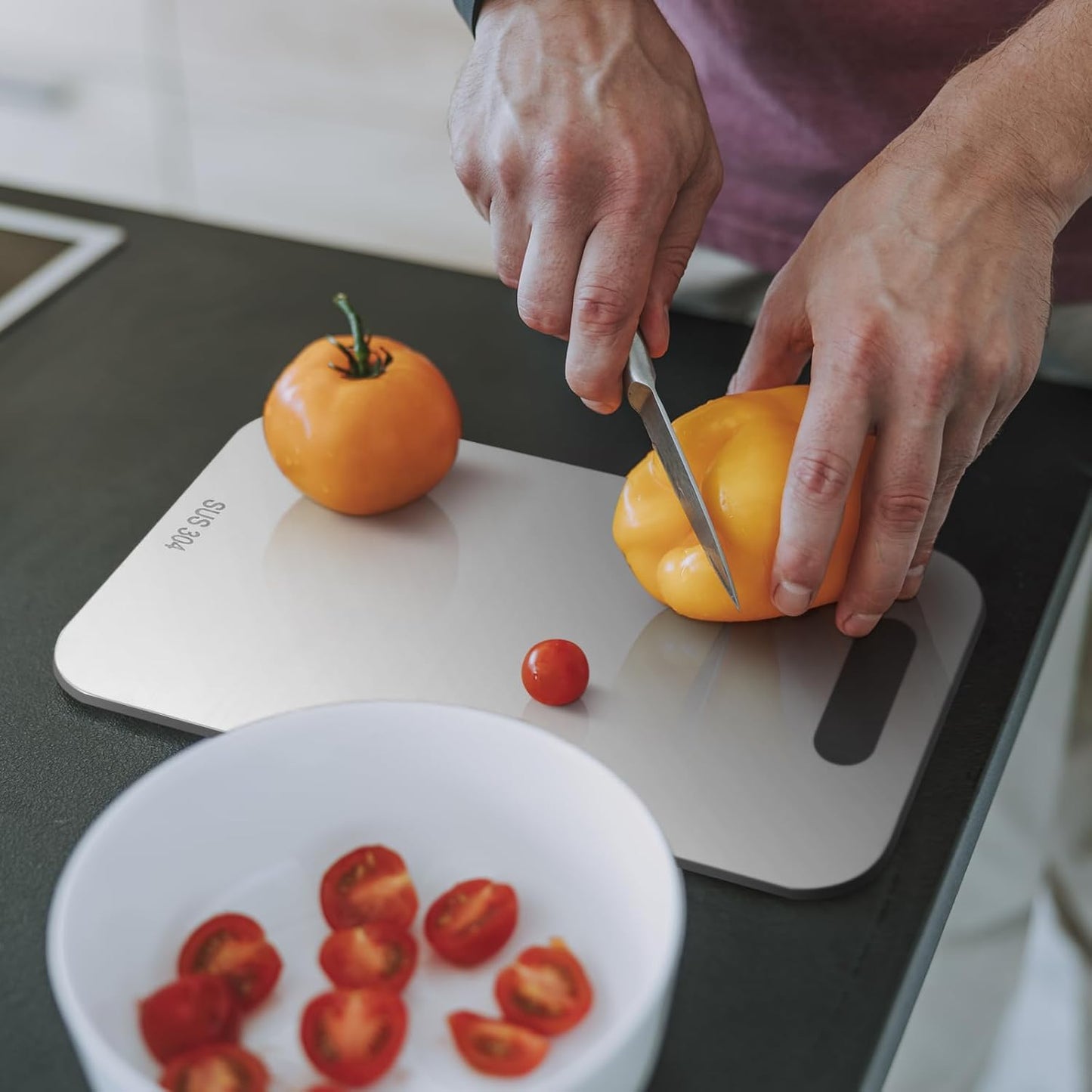 Yaocom 3 Pcs Stainless Steel Cutting Board for Kitchen 304 Steel Chopping Dishwasher Safe Metal Cutting Board Set for Kitchen Meat Fruit Vegetable (13.4"x9",11.8"x7.9",9.5"x6")