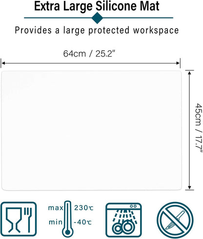 Gartful Extra Large Transparent Silicone Mat, Countertop Protector, 25.2 x 17.7 inches Silicone Sheet for Crafts Resin Jewelry Casting Mat Pad Nonstick Table Placemat