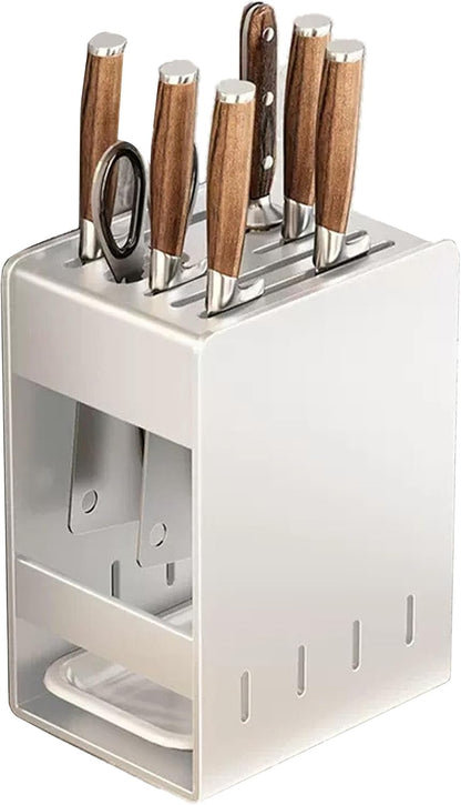 BUniq Stainless Steel Knife Block Without Knives,Universal Kitchen Knife Holder With Utensil Holder,Knives Storage Stand With Detachable Slots For Scissors And Chopsticks(Ordinary style,black)