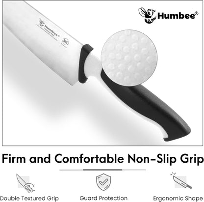 7.5-Inch Nakiri Knife, High Carbon Stainless Steel Hollow Grind Blade, Razor Sharp Edge, Ergonomic Non-Slip Handle, Cleaver Style, DT-50 Series, Orange