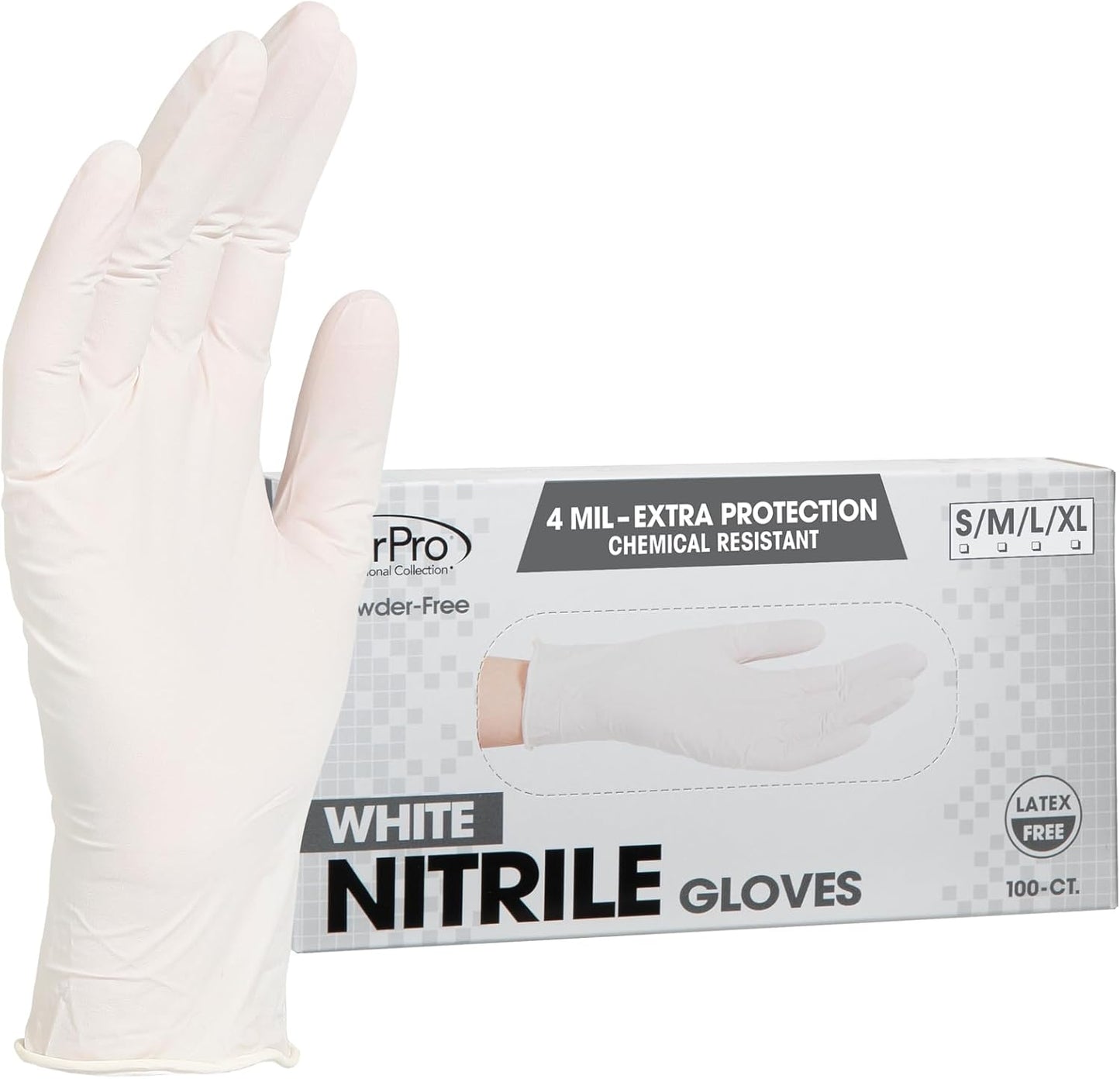 ForPro Disposable Nitrile Gloves, Chemical Resistant, Powder-Free, Latex-Free, Non-Sterile, Food Safe, 4 Mil