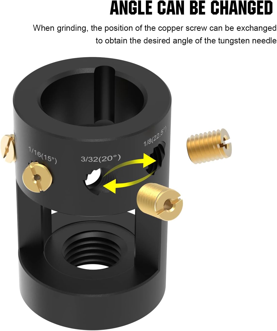 3mirrors ALUMINUM Tungsten Electrode Sharpener Grinder TIG Welding Tool Single Column Open Design w/Cut-Off Slot Multi-Angle &Offsets, Horizontal Hole, 4 Screw Holes &2X CNC Mandrel &5X 25mm Wheels