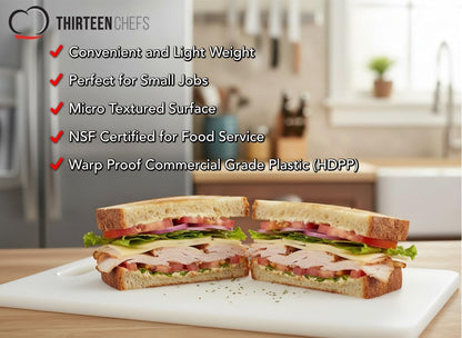 Set of Small 10x6 Plastic Cutting Boards for Bar and Bartenders - White Commercial Grade HDPP and NSF Approved for Restaurants