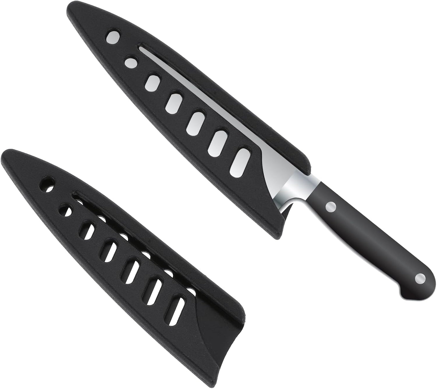 2 Pcs Kitchen Knife Sheath, Plastic Safety Knife Covers for 4'' Paring Knife, Chef Knife Sheath Blade Protector, Universal Knife Guard, Black