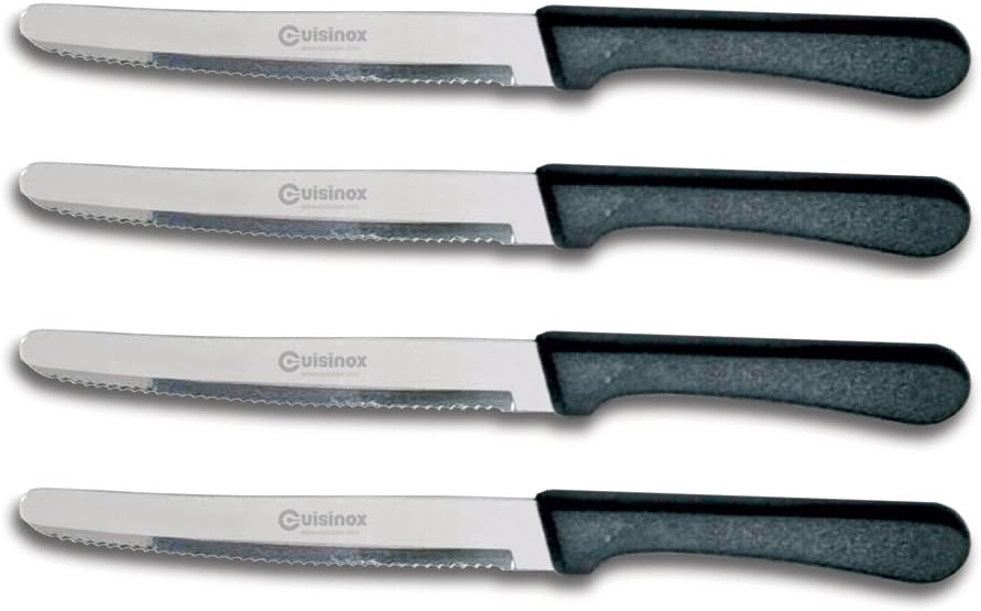 Cuisinox Steak Knives Set of 4 Black Polypropylene Handle with Rounded Tip