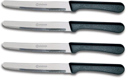 Cuisinox Steak Knives Set of 4 Black Polypropylene Handle with Rounded Tip