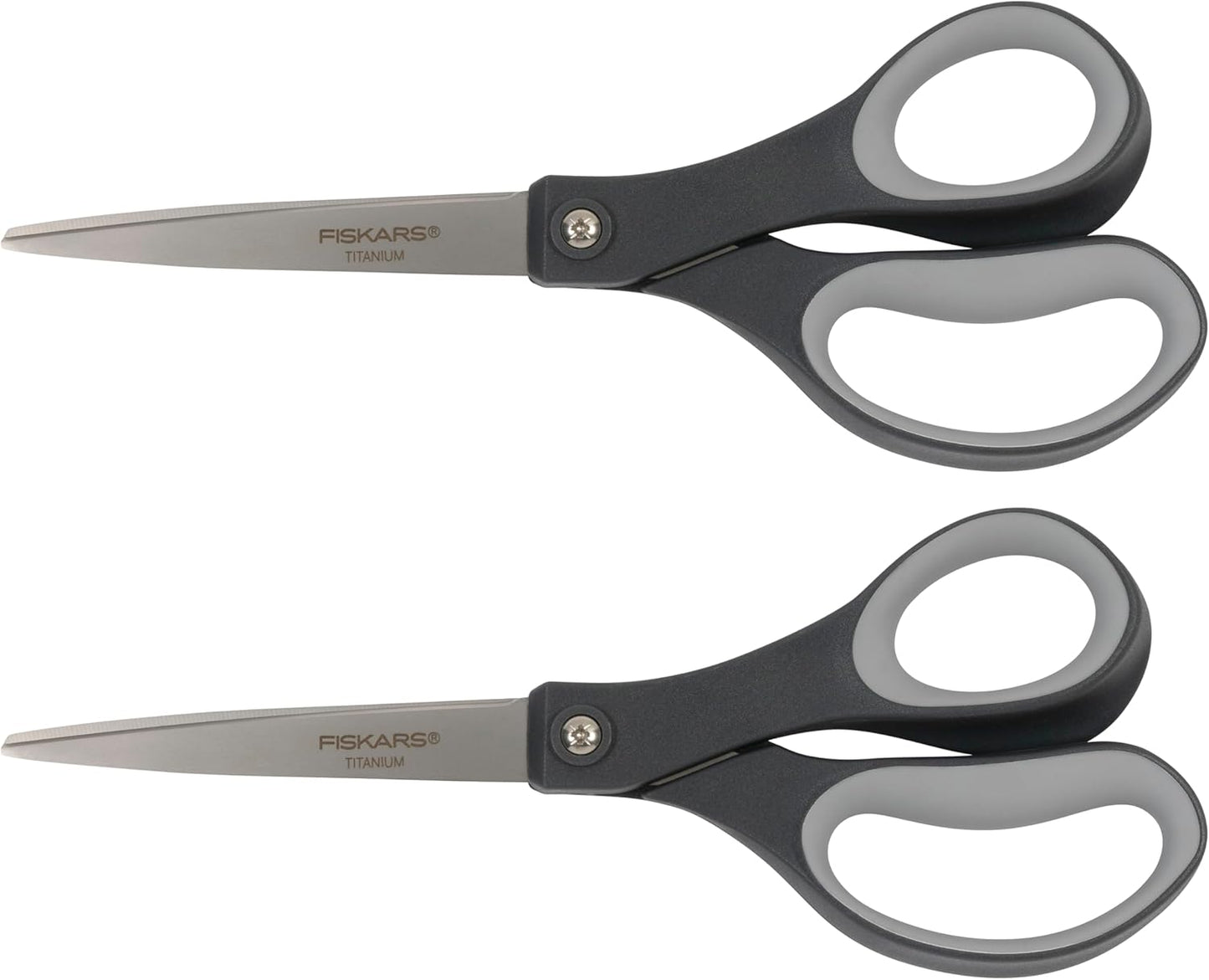 Fiskars 8" Non-Stick Comfort Grip Titanium All Purpose Scissors, Stainless Steel Blades for Everyday Cutting Tasks, Home, Office, and Arts & Crafts, Gray