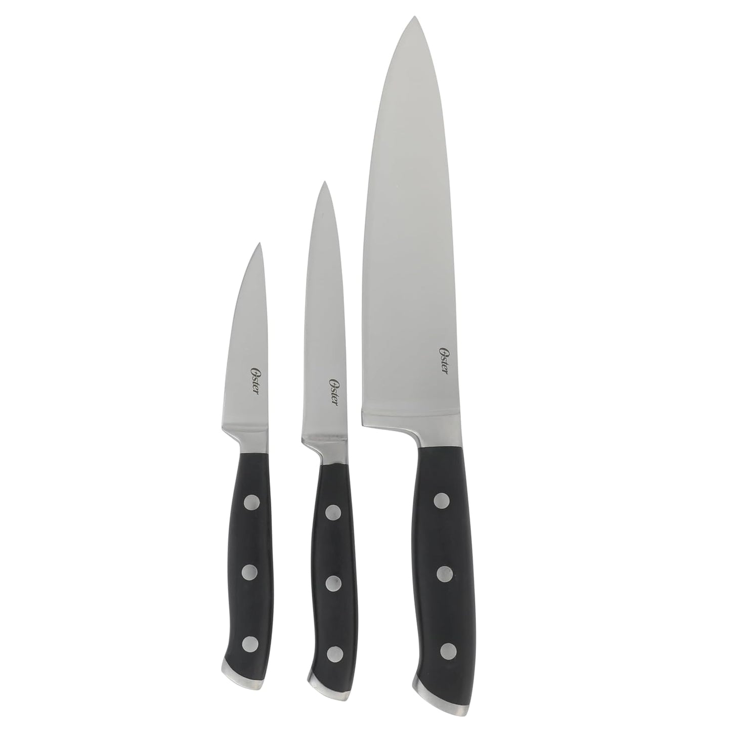 Oster Evansville 14 Piece Cutlery Kitchen Knife Block Set, Stainless Steel w/Linen White Handles - Cuchillos Para Cocina