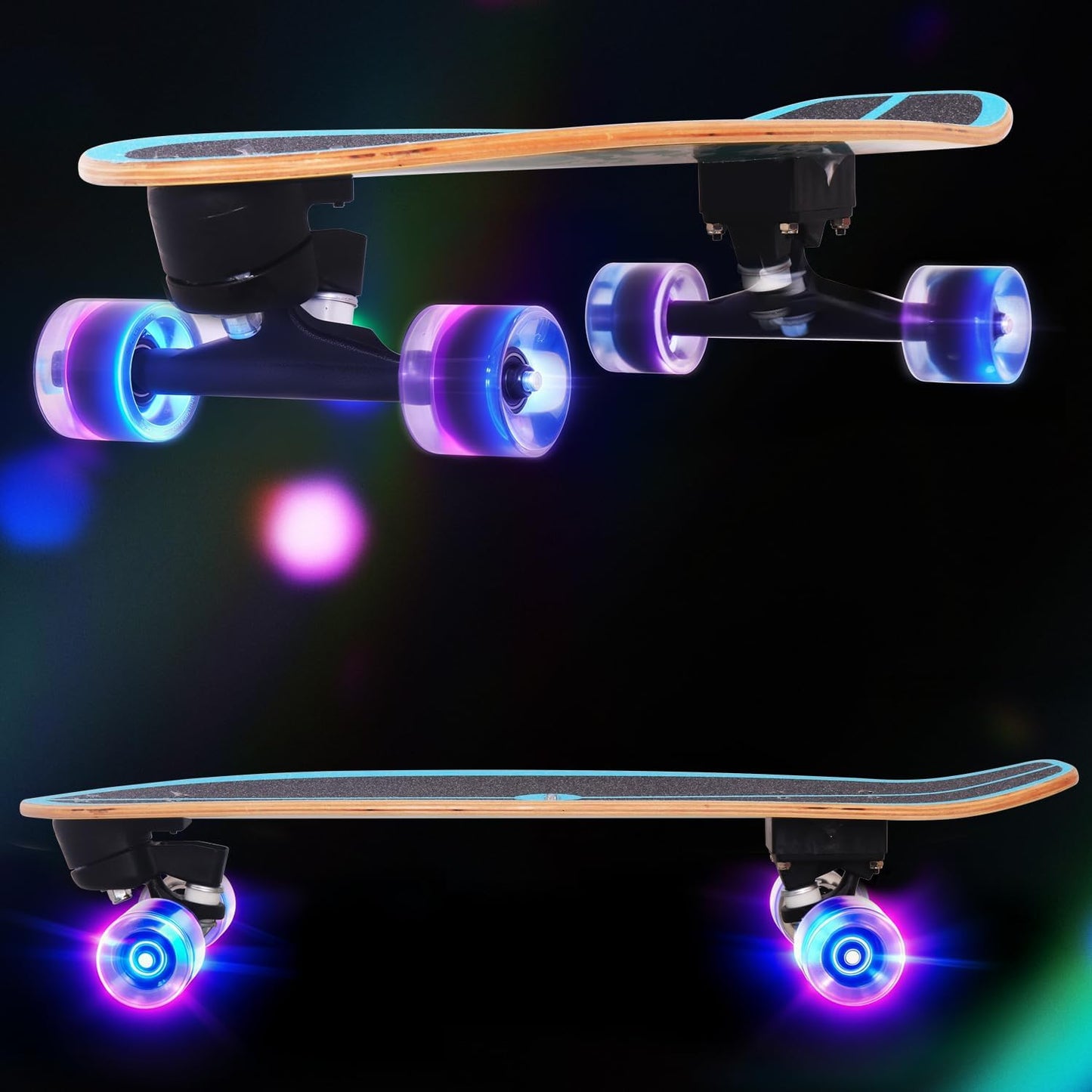 Nattork Complete Kid Skateboards 29" x 9" Youth Cruiser Skateboard for Beginners Double Kick Deck Concave Girls or Boys Skateboard