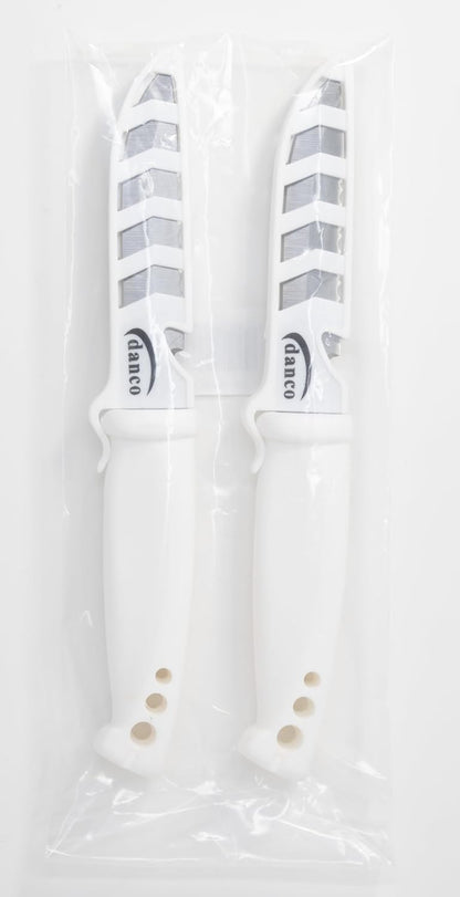 danco Deluxe Bait Knife 2-Pack Bundle – 4" Stainless Steel Blade with Sheath, White Handle – Sharp Fishing Knife for Cutting Bait, Saltwater & Freshwater Fishing Gear, Fillet Prep Tool