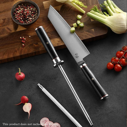 Japan Aichi AUS10 Triple Layer Composite Steel 8-inch Chef's Knife,Gyuto，Meat Cleavers，G10 Handle, Forged Kitchen Knife，Black Walnut Knife Sheath Set