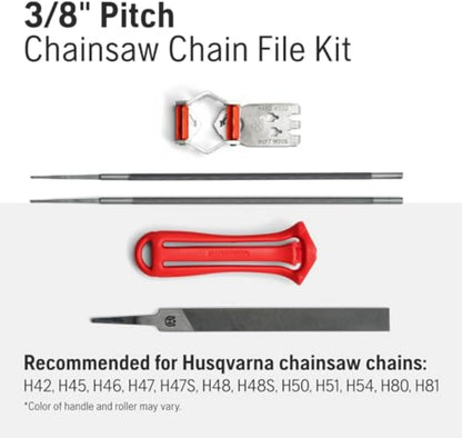 Husqvarna Chainsaw File Kit for 3/8" Pitch H Chainsaw Chains, Sharpening Kit Includes Handle, Combination Guide, Flat and Round Files