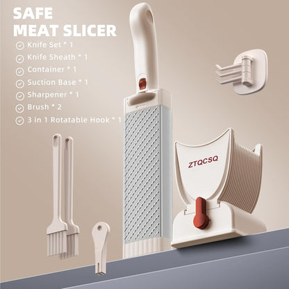 Fresh Meat Slicer Cleaver, Thickness Adjustable 2 or 4 mm, Manual Fresh Meat Cutter, Fresh Meat Slicing Shredding, Fresh Beef Pork Mutton for Home Cooking BBQ Hot Pot Meat Slicer, Meat Cleavers