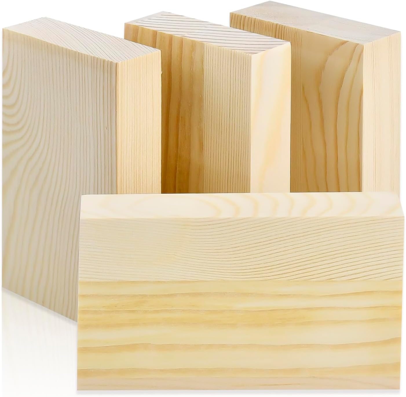4 Pcs Unfinished Pine Wood Blocks, 3x10x1 Inch Wooden Block, Wood Carving Blocks for Crafting Home Crafts DIY Supplies Carving Crafting