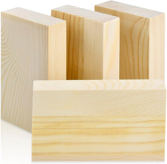 4 Pcs Unfinished Pine Wood Blocks, 3x10x1 Inch Wooden Block, Wood Carving Blocks for Crafting Home Crafts DIY Supplies Carving Crafting
