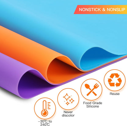 3 Pack Silicone Mats for Crafts, Premium Playdough Mat,A3 Size Silicone Sheet, Liquid, Resin Jewelry Casting Molds Mat,15.7 "x11.8" Nonstick & Nonslip Heat-Resistant Table Protector by AOULELA
