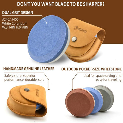 NedFoss Axe/Hatchet Sharpening Puck Whetstone Knife Sharpening Stone, Dual Grit Multi-Purpose Sharpener with Sheath