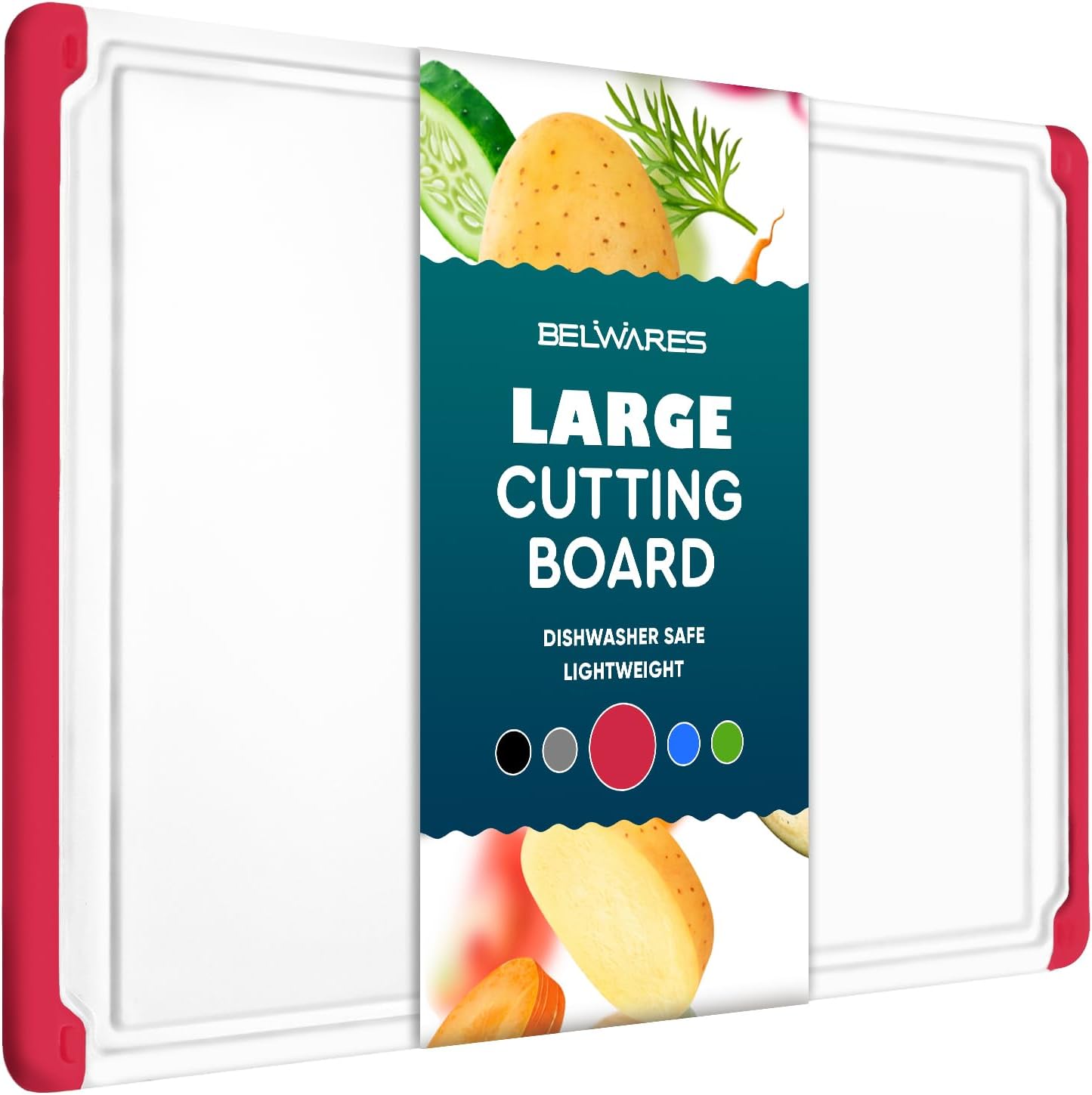 Extra Large Plastic Cutting Board for Kitchen - 18 Inch Dishwasher Safe Cutting Board, Reversible Chopping Board with Juice Groove + Non Slip Feet for Meat, Fruit, Vegetables, Meal Prep by Belwares