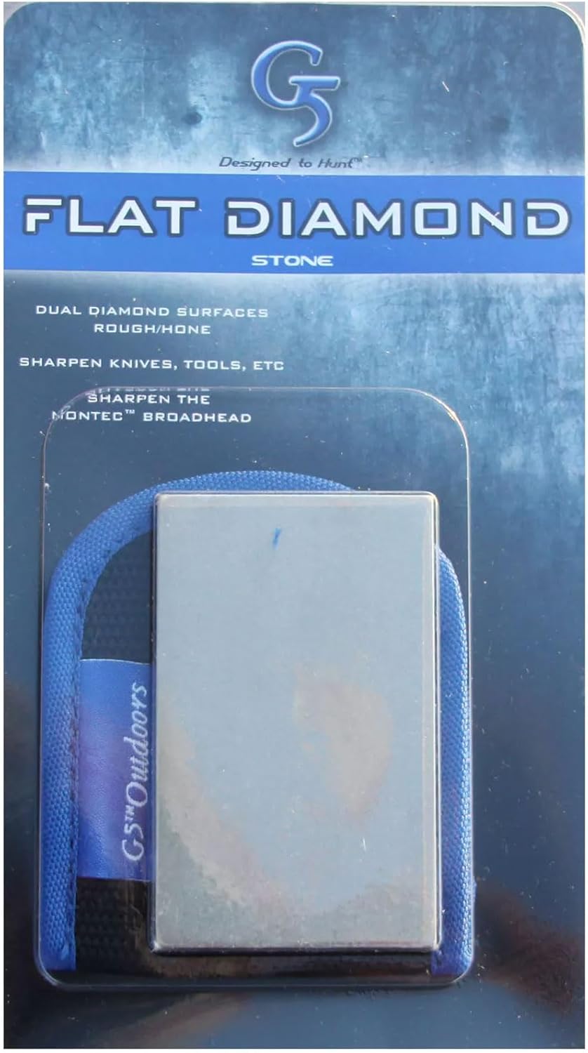 G5 Flat Diamond Stone Broadhead Sharpener for all Montec Broadheads - Fine (1200) & rough (600) Diamond Sides, Nylon Case Included