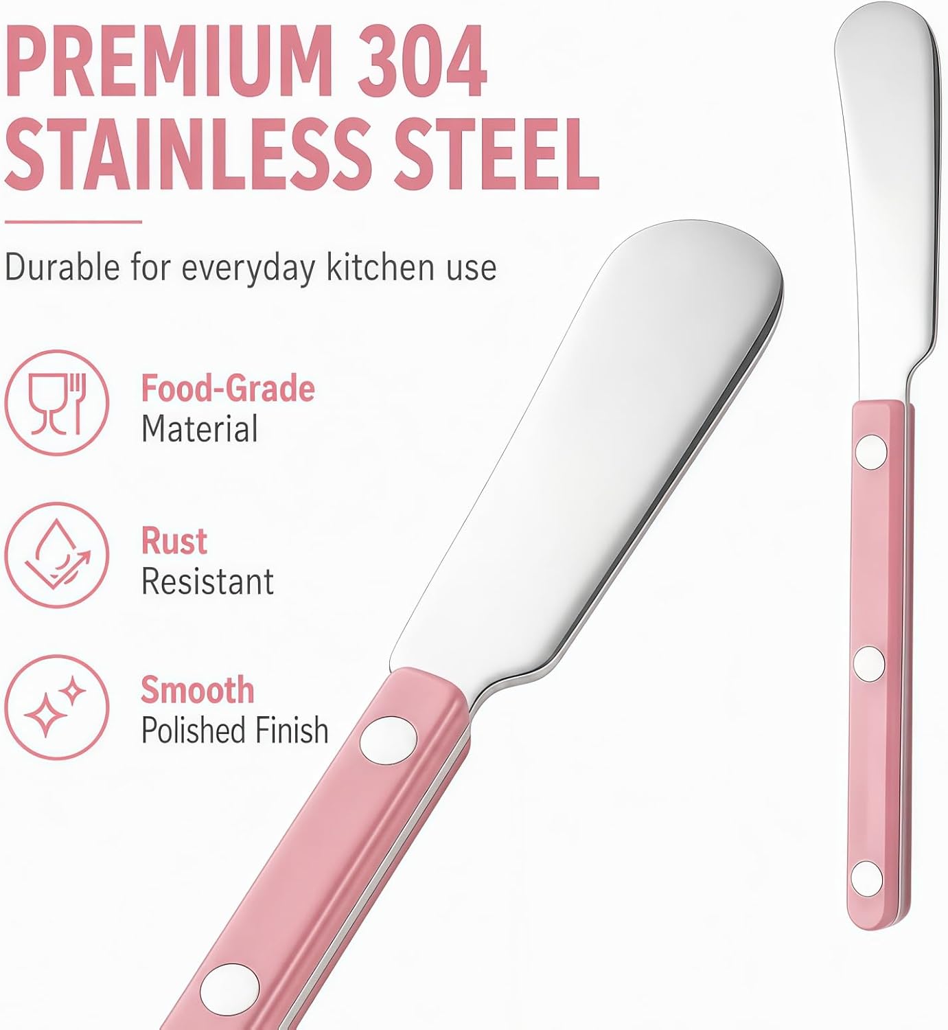 4PCS Stainless Steel Butter Knives Set: 6.3 Inch Cheese Spreader 304 Stainless Steel with Ergonomic Handle for Cheese, Butter & Jam (green)