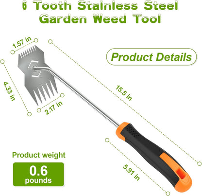 Weeder Tool,2026 Portable Weeding Tool,Stainless Steel Garden weed pulling tool,Adopt Anti slip Rubber handle,conforms to ergonomic curves,Suitable For Vegetable Cultivation And Horticulture on Farms