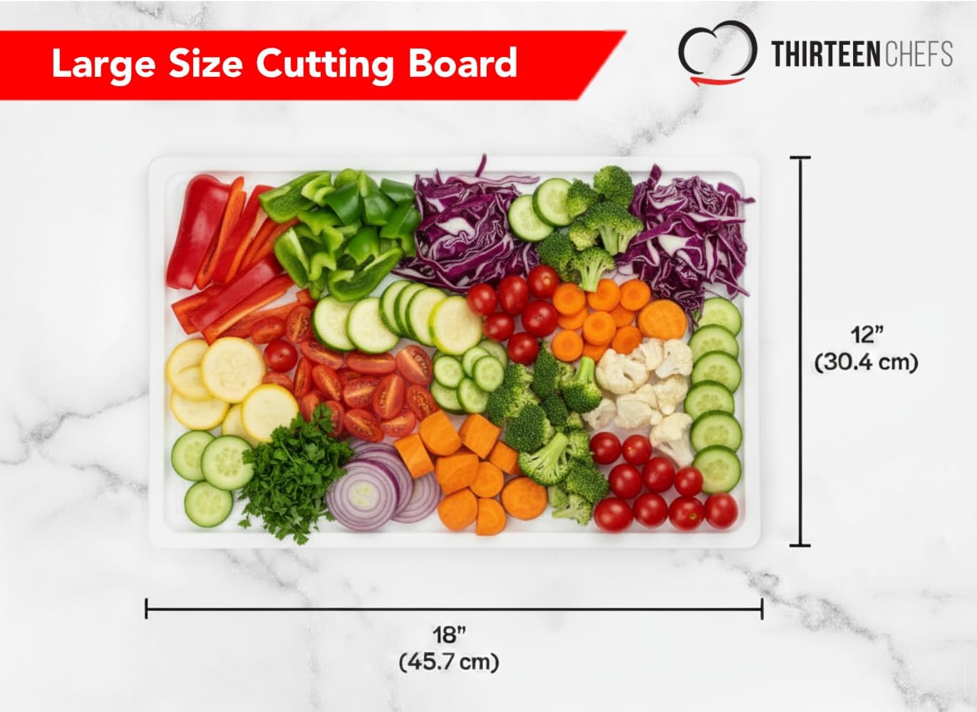 Commercial Grade Plastic Cutting Board with Juice Groove - 18 x 12 Inch for Carving Meat, Grilling, BBQ - 1/2" Thick White HDPE Poly for Food Service