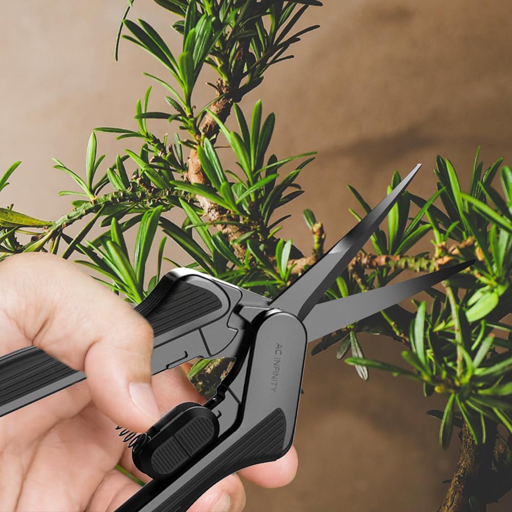 AC Infinity 6.6” Stainless Steel Pruning Shear, Lightweight Ergonomic Design, Straight Precision Blades with Nonstick Teflon Coating for Gardening, Hydroponics, Grow Tents
