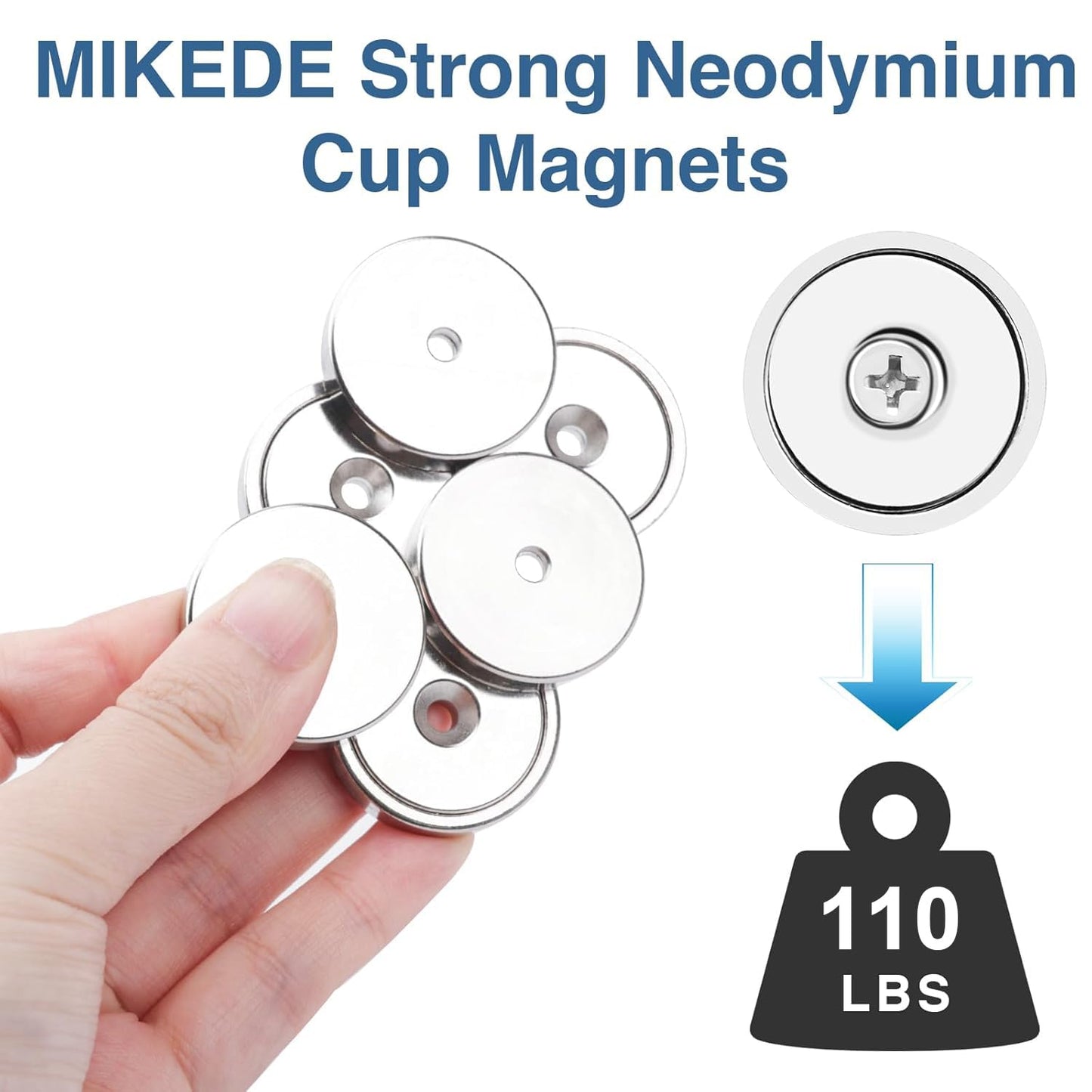 MIKEDE 12 Pack Neodymium Bar Magnets, 70LB Strong Rare Earth Mounting Magnet Heavy Duty, Rectangular Magnet with Countersunk Hole and Steel Capsule, Magnets Strips for Home, Garage - 2.36x0.53x0.2in