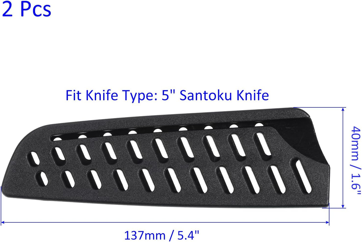 M METERXITY 2 Pack PP Knife Sheaths - Kitchen Knife Protectors Edge Guard Blade Protective Cover for 5" Santoku Knife, Apply to Kitchen Camping Traveling (Black)