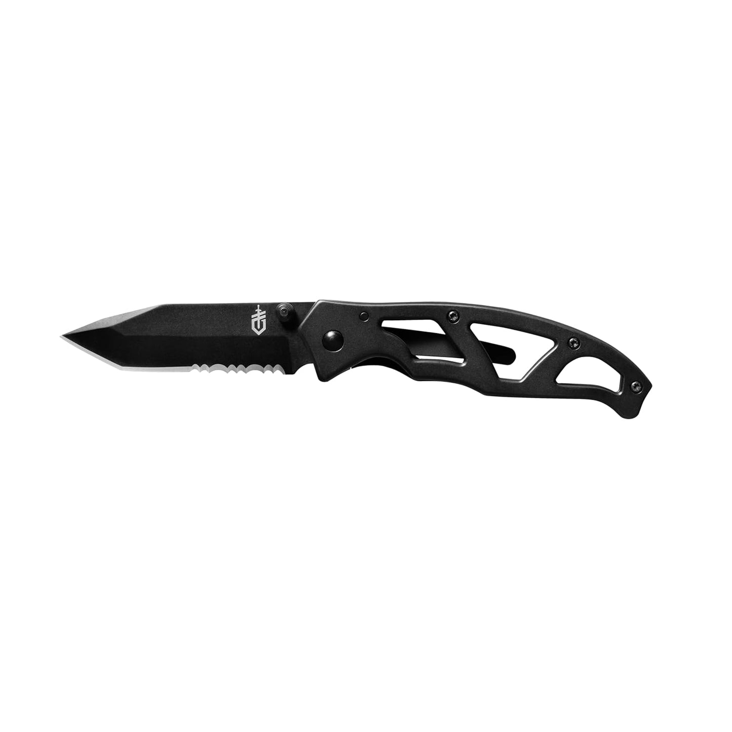 Gerber Gear Paraframe I EDC Folding Pocket Knife, 3" Serrated Edge with Safety Frame Lock, Stainless Steel, Grey