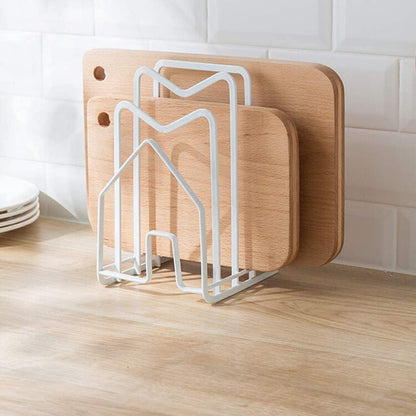 SUNFICON Cutting Board Rack Chopping Board Organizer Stand Holder Kitchen Countertop Pots Pan Lids Rack Organizer Flat Steel 4.92 x 5.7 x 8.47 in. Black