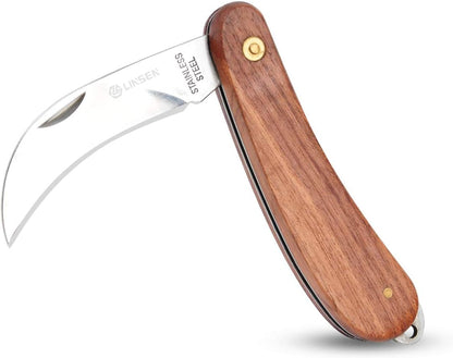 Professional Pruning & Grafting Knife - 3.5 Inch Sharp Stainless Steel Blade, Gardening, Budding, Mushroom Harvesting & Outdoor Use (model-E)