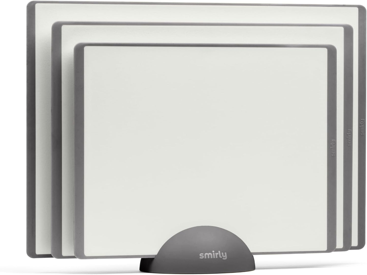 SMIRLY Plastic Cutting Board Set with Holder 3 Pieces, Non-Slip Dishwasher Safe Chopping Boards for Kitchen, Black & White