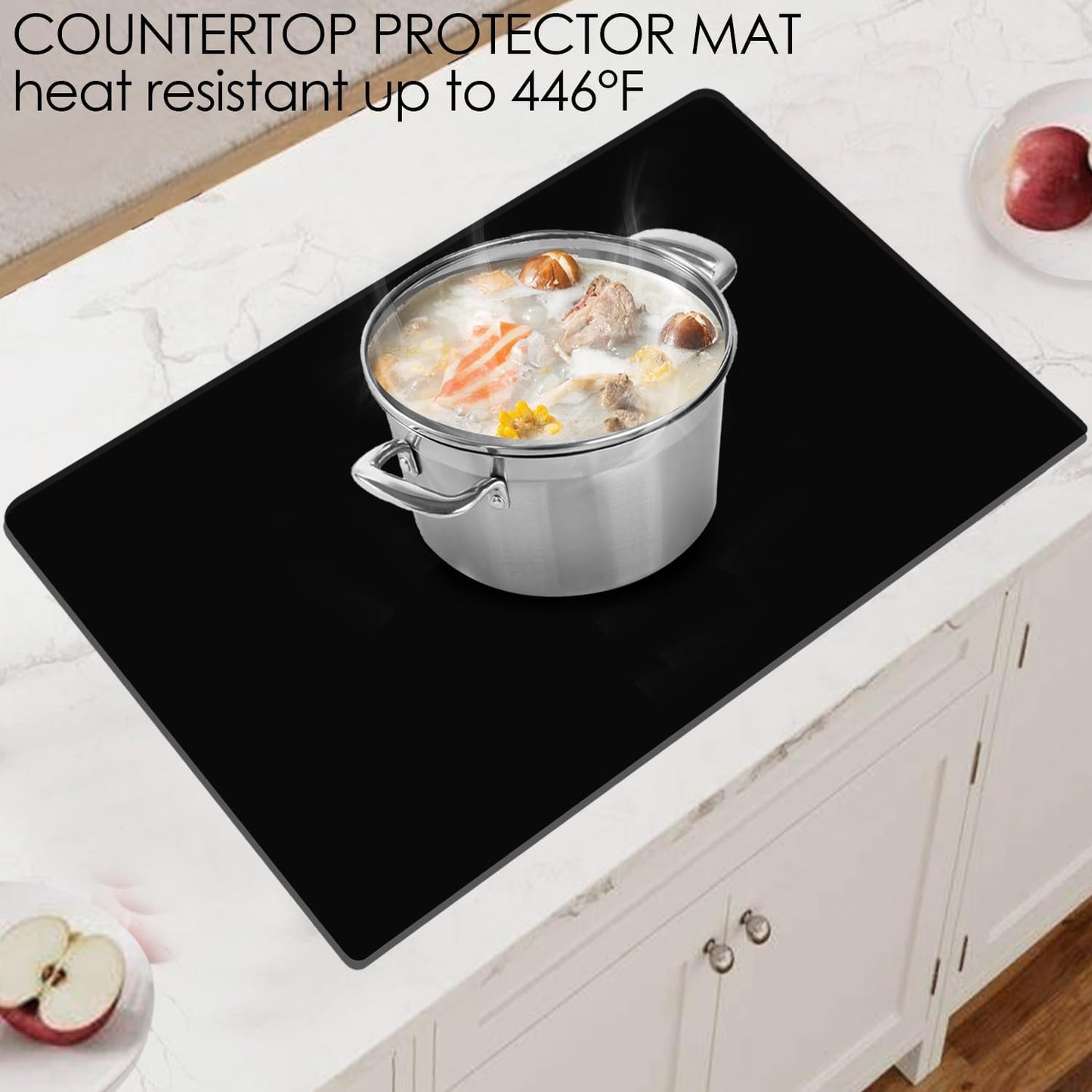 Extra Large Dark Green Countertop Mat - Silicone Table Kitchen Desk Mat - Non-Slip & Heat Resistant - Dinner Placemat Pastry Dough Rolling Mat - Colors B