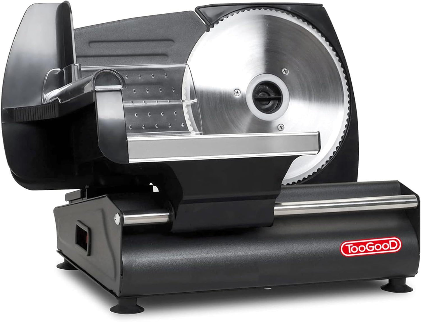 TOOGOOD 7.5" Electric Meat Slicer, with Stainless Steel Blade, Adjustable Thickness Food Slicer Machine for Home Use, Cuts Meat, Ham, Hard Cheese and Deli (Black)