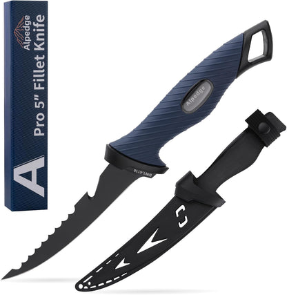 9 Inch Fish Fillet Knife - Premium German DIN 1.4116 Stainless Steel, Ultra Sharp Flexible Blade for Fish Filleting, Salmon, Trout, Non-Slip Handle, Professional Boning Knife with Sheath, Great for Anglers & Home Cooks