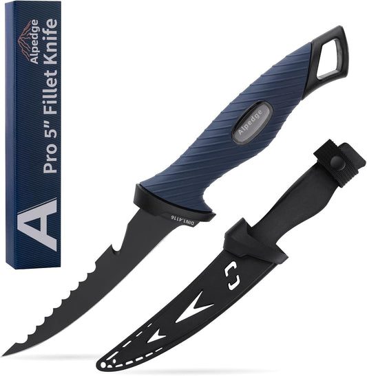 9 Inch Fish Fillet Knife - Premium German DIN 1.4116 Stainless Steel, Ultra Sharp Flexible Blade for Fish Filleting, Salmon, Trout, Non-Slip Handle, Professional Boning Knife with Sheath, Great for Anglers & Home Cooks