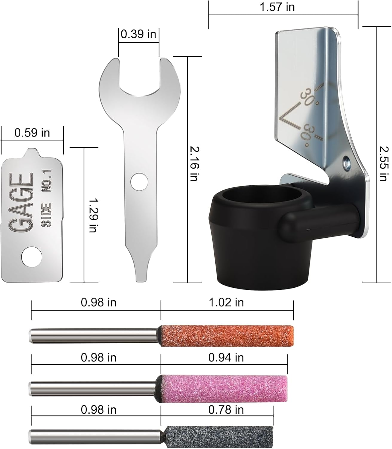 1453 Sharpening Attachment Kit for Dremel Sharpening Outdoor Gardening Tools with Grinding Stones and Sharpening Angle Guide Attachment 6Set Chainsaw Sharpening Attachment Kit