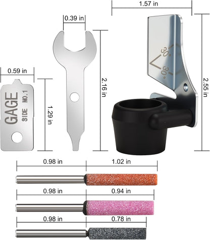 1453 Sharpening Attachment Kit for Dremel Sharpening Outdoor Gardening Tools with Grinding Stones and Sharpening Angle Guide Attachment 6Set Chainsaw Sharpening Attachment Kit