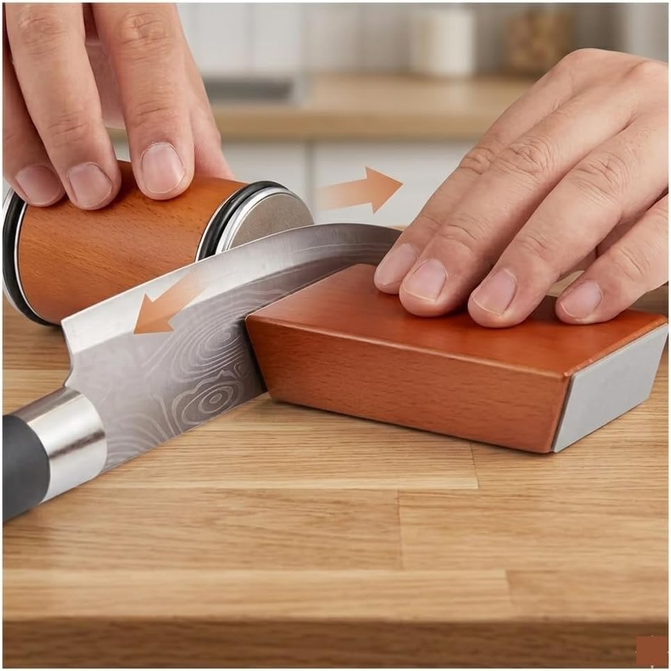 Rolling Knife Sharpener Tumbler Kit – Manual Diamond & Ceramic Sharpening Stone, Magnetic Angle Guide, Detachable Tumbler Knife Sharpener for Kitchen & Chef Knives