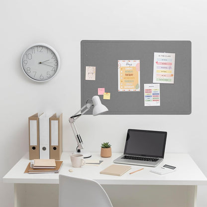 Lightomorrow Bulletin Board, 36 x 24 inches Felt Board - Decorative Pin Board, Cork Board Alternative for Wall, 3' x 2' Foldable Self-Adhesive Vision Board Prayer Board with 20 Pushpins - Black