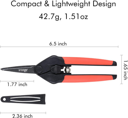 LIVINGO Sharp Garden Pruning Shears - 2 Pack 6.5” Spring Loaded Handles, Non-Stick Teflon Coated Stainless Steel Blades Scissors for Trimming Plant, Flower