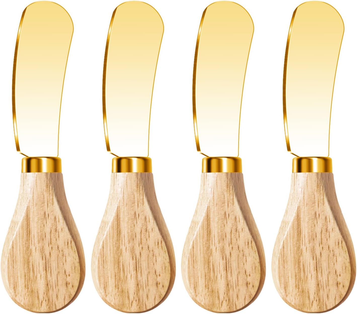 Butter Knife Spreader, Cheese Spreader Knives Set of 4, Stainless Steel Butter Knives with Acacia Wood Handle, Small Cheese Knives for Cold Butter, Soft Cheese Spreader, Jam, Charcuterie, Pastry