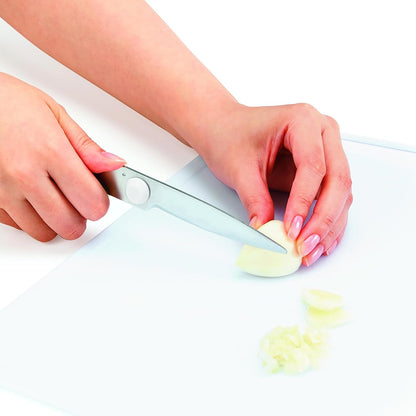 Multi-Purpose Kitchen Shears – Meat & Vegetable Cutter, Crab Cracker, Vegetable Peeler, Jar & Bottle Opener, Knife, Safety Cap, Dishwasher Safe (1 Pair, White)